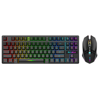 Ensemble Gaming Ergonomique RVB Rechargeable Sans Fil 87 Touches : Combo Clavier et Souris pour Ordinateur