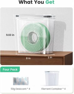 Boîte de rangement hermétique en plastique PP de qualité supérieure pour filament d'imprimante 3D, kit de 6 conteneurs anti-humidité pour bobines de 1 kg avec sortie d'alimentation supérieure - Product Image 2