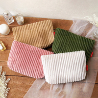 Trousse de Toilette Grande Capacité en Velours Côtelé Doux, Pochette de Maquillage Multicolore Portable pour Voyage et Usage Quotidien