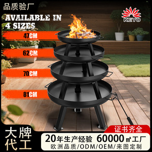 Portable Outdoor Fire Pit Round Wood Burning Stove For Courtyard Heating Windproof Rustproof High Temperature Resistant - Product Image 4