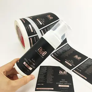 Stiker botol air Label stiker Foil kosmetik emas kustom cetak vinil karton tahan air stiker perekat MC 10 buah