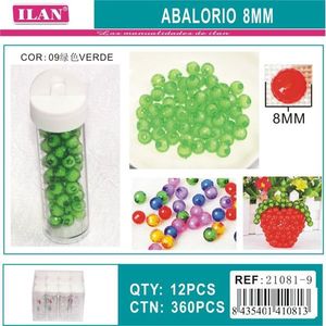 Ilan Abalorio Perline verdi da 8 mm per la creazione di gioielli, 12 pezzi per tubo - Product Image 3