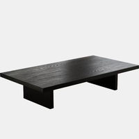 Table basse en bois massif Design belge minimaliste moderne Table centrale de meubles de salon avec pieds épais Table à thé à charge lourde