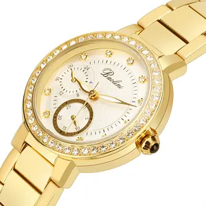 Nieuwe Hot Verkoop Luxe Famous Brand Goud Rvs Diamond Dress Luxe Polshorloge Voor Vrouwen Dames Merk Gift Quartz horloge