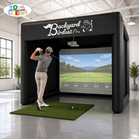 Tente de simulateur de golf gonflable, enclos de swing de golf portable avec support de projecteur d'écran