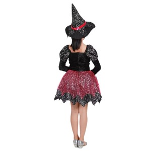 Disfraz de bruja para niños, vestido con sombrero y varita para niñas de 8 a 13 años, traje de actuación de cosplay para Halloween - Product Image 5