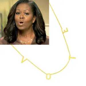 Produsen 2023 perhiasan wanita kalung kustom emas jimat sederhana liontin huruf inisial emas Michel dan Obama kalung suara