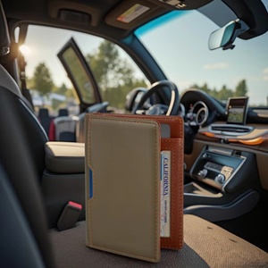 Ultra-Thin Men's Leather <b>Wallet</b> with RFID Shield Minimalist Vintage Style Double Fold <b>Small</b> Clip Polyester Lining for Leisure - Product Image 1