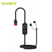 Chargeur de véhicule électrique portable réglable en courant, type 2, 3,5 kW 16A, 7 kW 32A, certifié CE, avec prise d'alimentation personnalisée