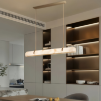 Lustre moderne en cuivre LED de luxe en marbre d'albâtre pour salle à manger, installation facile, hôtel et maison