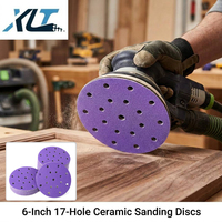 Disques abrasifs en céramique violets 6 pouces 17 trous auto-agrippants anti-colmatage papier de verre dureté moyenne OEM pour réparation de peinture automobile