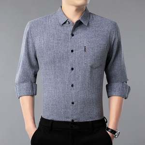 <span class=keywords><strong>Chemise</strong></span> en <span class=keywords><strong>lin</strong></span> à manches longues pour homme, printemps et automne, décontractée, couleur unie, sans <span class=keywords><strong>repassage</strong></span> - Product Image 6