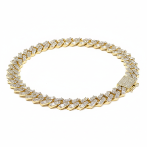 Dazzling Adorable Fully <b>Iced</b> <b>Out</b> Round and Baguette Diamond Miami Cuban Link <b>Chain</b> in Hip Hop Style - Product Image 2