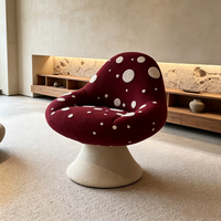 Fauteuil lounge en forme de champignon, canapé individuel moderne et minimaliste à pois, chaise de balcon bordeaux pour salon, tabouret de maquillage élégant