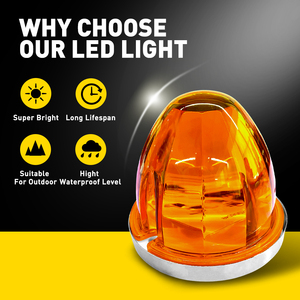 ไฟแตงโม LED 2 ชิ้น สีเหลืองอำพัน 3000k ไฟแฟลชสำหรับรถบรรทุก รถพ่วง ไฟเลี้ยวข้างทรงกลม - Product Image 2