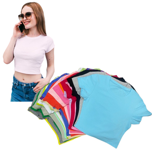 Op maat gemaakte bedrukte effen zomerse katoenen slim fit <span class=keywords><strong>T</strong></span>-shirt cropped tops dames <span class=keywords><strong>sexy</strong></span> baby tee <span class=keywords><strong>T</strong></span>-shirt hiphop <span class=keywords><strong>T</strong></span>-<span class=keywords><strong>shirts</strong></span> crop top voor vrouwen - Product Image 3