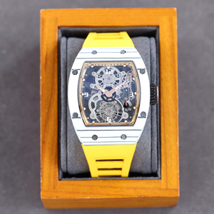 Montre de sport en fibre de carbone bleue de haute qualité, bracelet en caoutchouc souple noir, résistante à l'eau, mouvement mécanique, verre saphir anti-reflet - Product Image 5