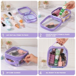 Pochette de beauté transparente personnalisée avec logo, forme carrée, imperméable, pochette de voyage en PVC transparente, fermeture éclair, sac à maquillage avec poignée - Product Image 6