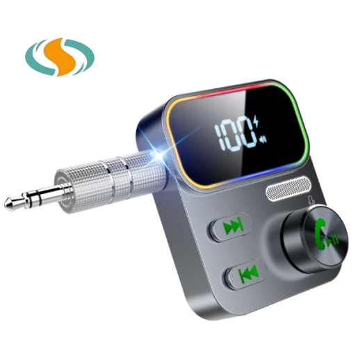 5.3 Audio Receiver Hands-Free RGB LED Battery Display Music AUX Adaptor Mic 2 Link Universal 3.5mm Jack Aeon Fit 1 Year Warranty