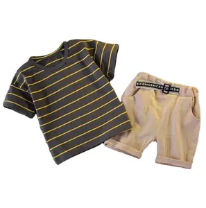 Camiseta de manga corta para bebés, tops y pantalones, conjunto de 2 piezas, conjuntos de ropa informal