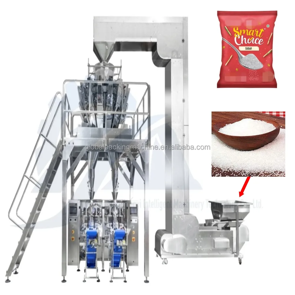 Автоматический контейнер для соли, риса, небольшое Саше в гранулах, чайные гранулы, Многополосная Вертикальная стабильная упаковочная машина для сахара