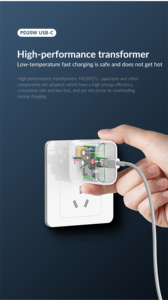 뜨거운 판매 스마트 PD 25W C 휴대 전화 용 초고속 전기 충전기 전원 공급 장치 어댑터 1A/8A 로고가있는 카메라 시계 - Product Image 5