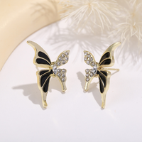 Anting-anting berlian penuh motif kupu-kupu mata kucing pink baru, elegan, mewah, untuk wanita, grosir