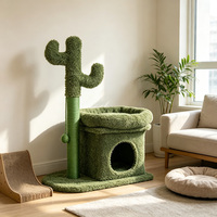 Arbre à chat moderne de luxe en forme de cactus avec poteau à gratter en bois et sisal, écologique et durable pour usage intérieur