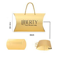 Boîte cadeau en papier en forme d'oreiller avec poignée en corde, logo personnalisé, boîte cadeau pliable en forme d'oreiller pour écharpe, accessoires pour cheveux