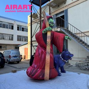 Mascota inflable del mensajero del infierno de alta calidad de 4m de altura con su perro para la decoración del escenario del Festival de Halloween - Product Image 6