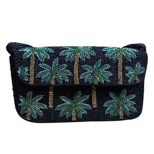 Chaînes de sac à main en perles de palmier faites à la main |   Sac à bandoulière grande capacité en perles tropicales pour femmes, vente en gros |   OEM Privé - Product Image 1