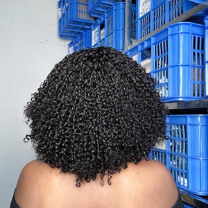 Perruque bouclée à franges en cheveux humains vierges doublement étirés, prix d'usine, vente chaude - Product Image 2