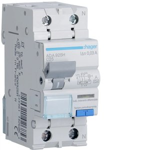 Hager Rcbo 1P+N 25A Tipo A 30mA Curva C 6000A per Protezione Elettrica - Product Image 1