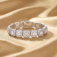 Bracelet Hip Hop en Argent Sterling S925 avec Moissanite Taille Émeraude et Diamants Effet Glaçon D VVS1, Testeur de Diamant Inclus, pour Hommes et Femmes, Idéal Cadeau