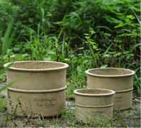 Pot bunga tanah liat serat warna-warni terlaris pot penanaman taman luar ruangan dengan lubang drainase Biodegradable & ramah lingkungan