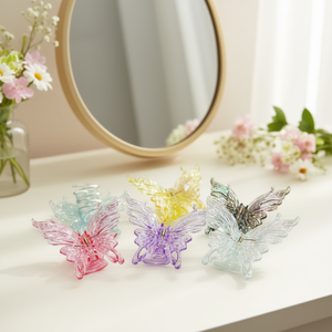 Fermaglio per capelli a forma di farfalla da 7,5 cm, colorato e trasparente, accessorio per capelli per donne e ragazze - Product Image 2