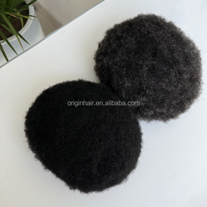 Hoge kwaliteit Indiaas mensenhaar Afro haarstuk pruik krullend haarprothese 2mm diepzwart poly skin PU basis injectie haar toupet voor mannen - Product Image 3