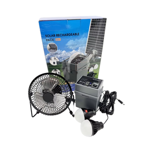 Năng lượng mặt trời có thể sạc lại pin 5-in-1 năng lượng mặt trời năng lượng nhà dẫn ánh sáng với kim loại Fan Trạm điện cầm tay thiết lập với fan hâm mộ và bóng đèn - Product Image 2