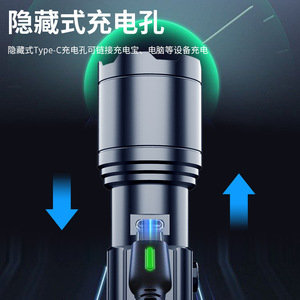 Lampe de poche rechargeable 18650 Led, affichage numérique, éclairage extérieur portable, torche longue portée en alliage d'aluminium - Product Image 3