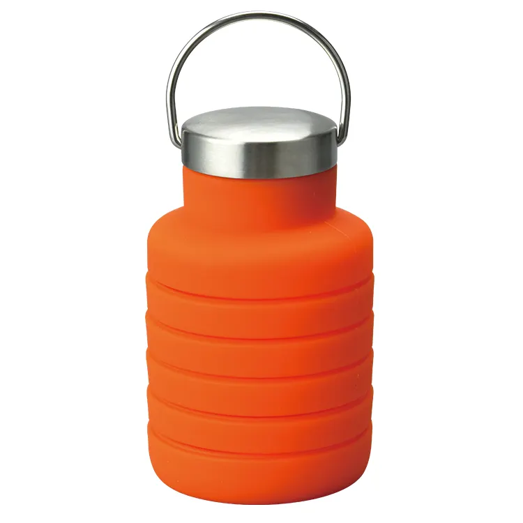Garrafa de água de silicone dobrável, garrafa de água inovadora de presentes de laranja