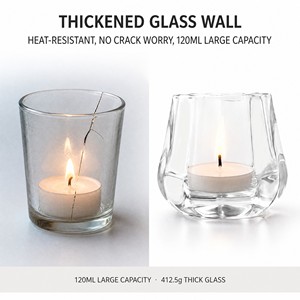 Photophore en verre cannelé à facettes transparent avec texture verticale pour centre de table, cadeau de mariage, vente en gros - Product Image 5