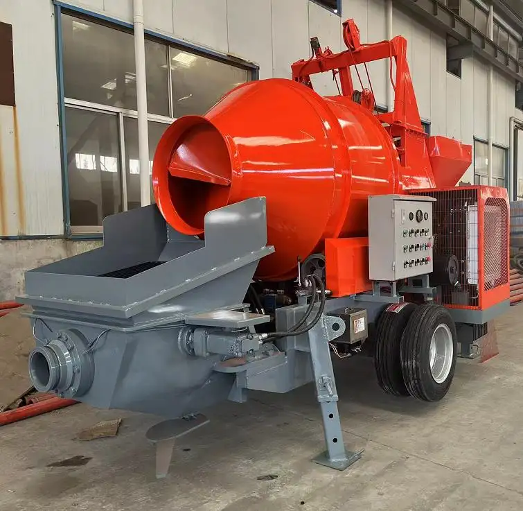 Hot Selling 40M3/H Small Diesel Mobile Concrete Mixer with Pump/Concrete Pump Machine Concrete Mixer for House Building