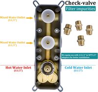 Robinet thermostatique de douche à 2 fonctions, 3 boutons rotatifs, le corps du robinet peut contrôler le volume d'eau et fonctionner simultanément