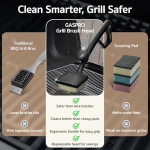 Brosse de nettoyage de barbecue sans poils, compatible vapeur, avec grattoir 4-en-1 en acier inoxydable – Outil de nettoyage de barbecue et grattoir - Product Image 3