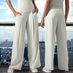 Pantalones Deportivos de Cintura Alta con Logotipo Personalizado, Ligeros, de Nailon/Spandex para Mujer, Cintura Elástica, Pierna Recta, Ajuste Holgado, para Yoga - Product Image 2