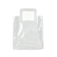 Sac fourre-tout transparent en PVC de haute qualité avec logo personnalisé, imperméable, pour emballage cadeau cosmétique, avec poignée carrée