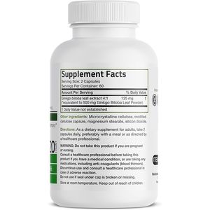 120 Vegetarian Capsules Ginkgo Biloba Extra Strength 125mg for Brain Function & Memory - Product Image 2