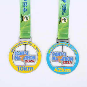 Medalla del Maratón de Pantai 2024, 10 km y 42 km, Aleación de Zinc Grabada, Premio para Eventos Deportivos - Product Image 2