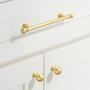 Jian Hao - Tiradores de Puerta de Gabinete de Aleación de Zinc Estilo Francés, Color Cobre Mate Dorado, un Solo Orificio, Diseño Moderno y Minimalista - Product Image 2