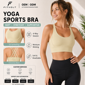 FITVOLT Soutien-gorge de sport respirant pour femme, dos croisé, antichoc, extensible dans quatre directions, maintien moyen, idéal pour la course à pied - Product Image 1